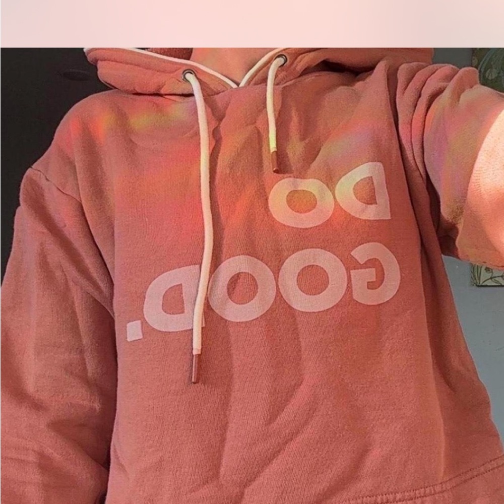 Cotopaxi Pink Hoodie with White Text